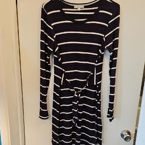 Moa Moa Black and White Tie Front Sheath Dress